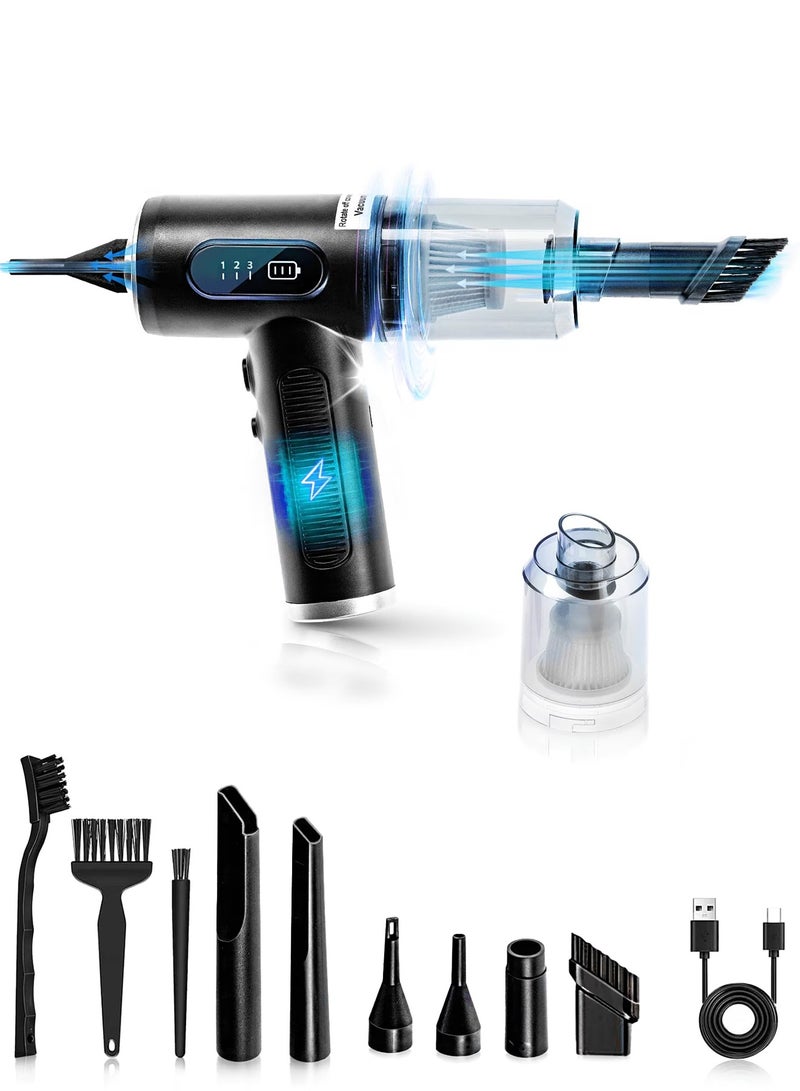 هيروكس منفضة هواء مضغوطة كهربائية مزودة بإضاءة LED، 3 سرعات حتى 51000 دورة في الدقيقة، منفاخ محمول قابل لإعادة الشحن، منفاخ لاسلكي للكمبيوتر المحمول ولوحة المفاتيح والكاميرا ومجموعة تنظيف الإلكترونيات - Image 1